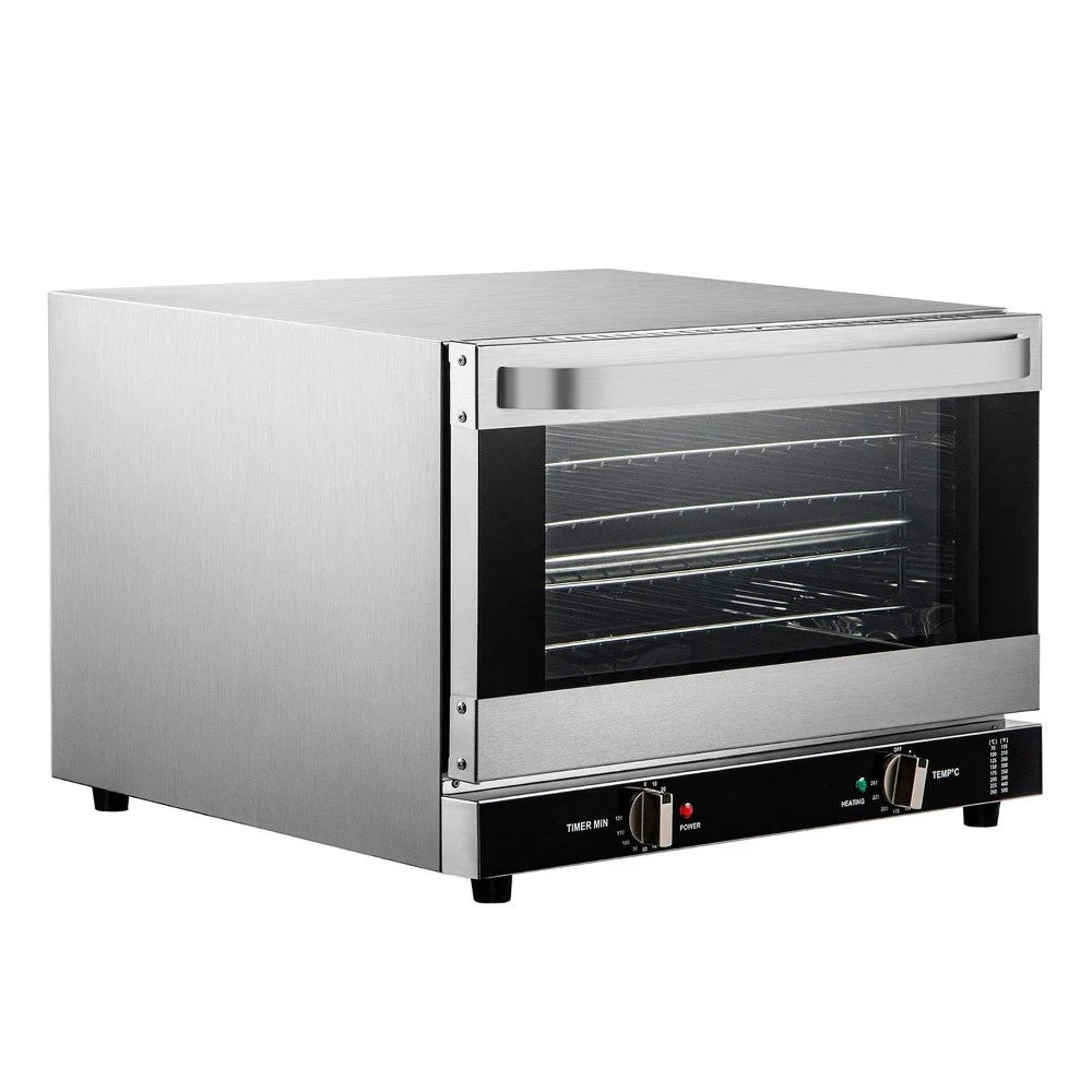 Choco Moon ETL 1600W Compact Convection Oven 47L/43Qt Countertop Half-Size 4-Tier Toaster Glass Door Electric Baking Trays Racks Gloves Inc 120V Commercial Use