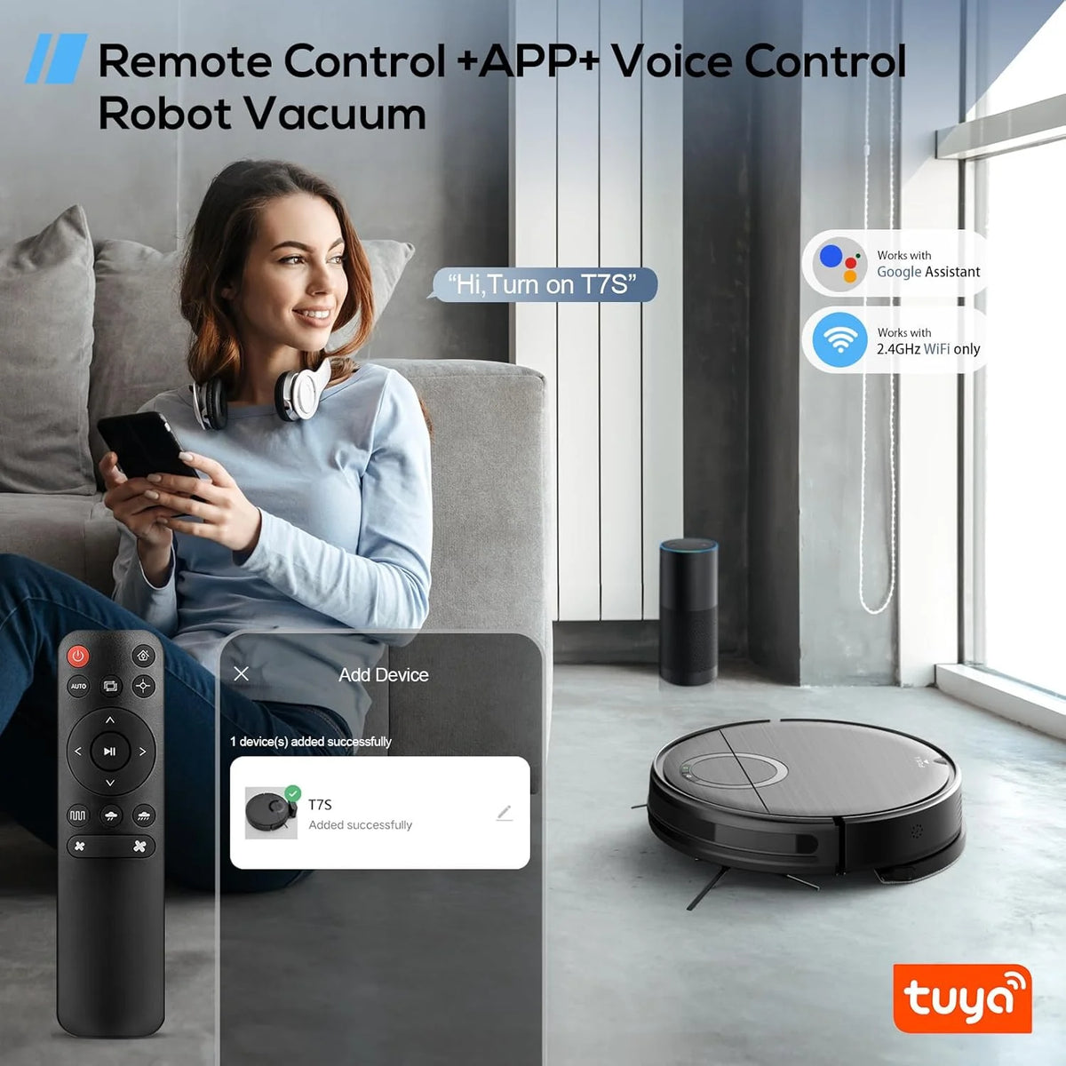 ONSON Robot Vacuum and Mop Combo, 2 in 1 Mopping Robotic Vacuum with Schedule, App/Bluetooth/Voice, Max Suction 2000Pa, Self-Charging Robot Vacuum Cleaner 04