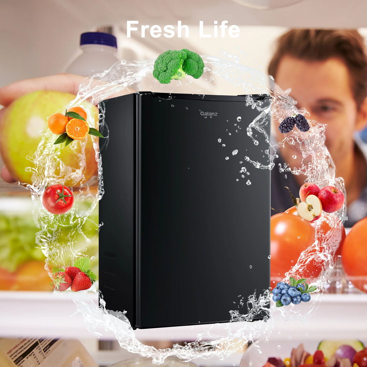 (3 pack) Galanz 3.3 Cu ft One Door Mini Fridge, Black Estar, New