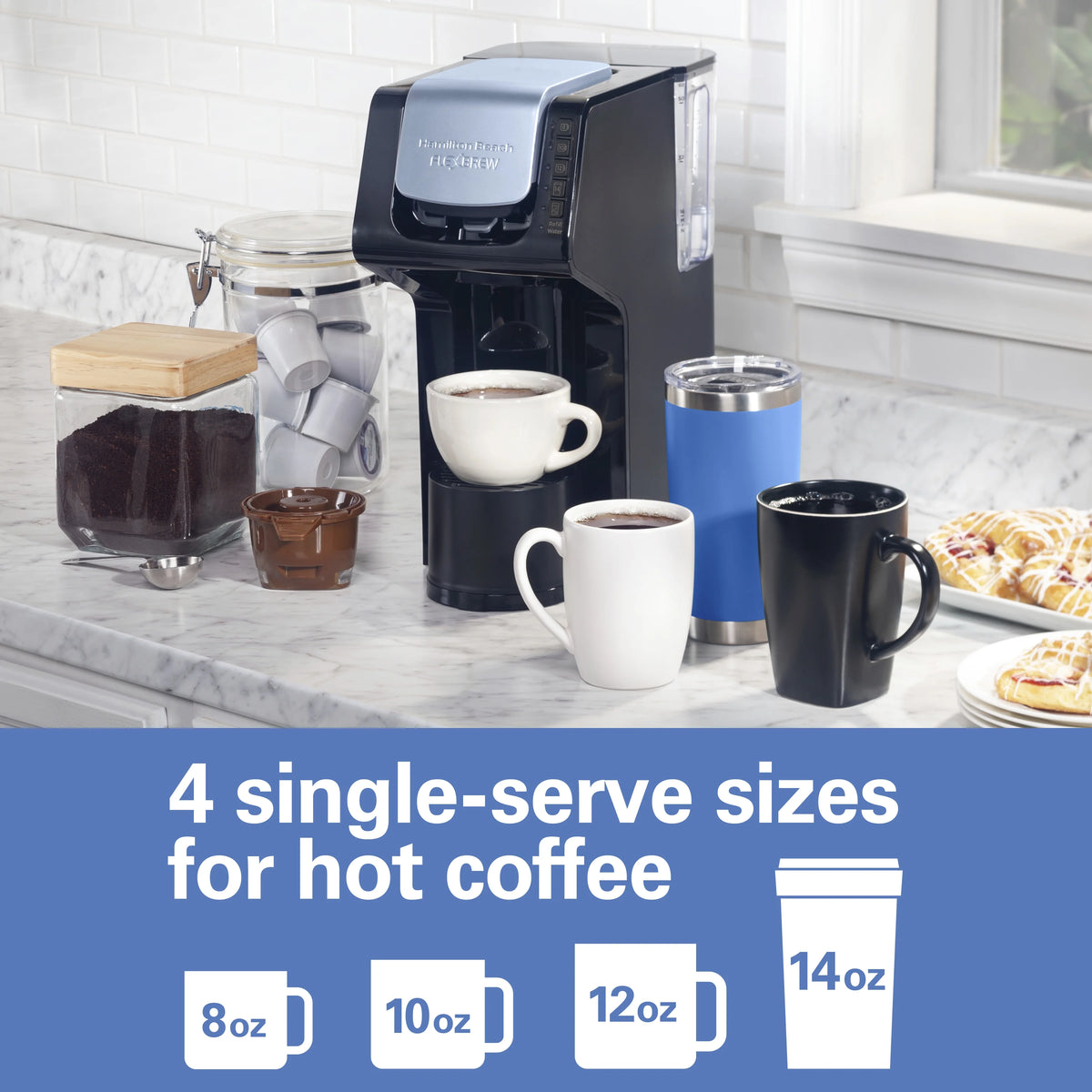 Hamilton Beach FlexBrew Single-Serve Iced & Hot Coffee Maker, Removable 50 oz. Water Reservoir, Black, 49921
