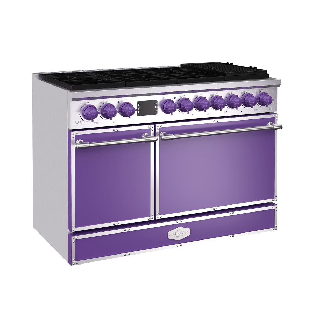 Akicon 48 Inch Freestanding Gas Range with 8 Sealed Burners Cooktop, 6.7 Cu.Ft. Dual Zone Capacity, Natural Gas/LP Convertible-BSGBGGA1