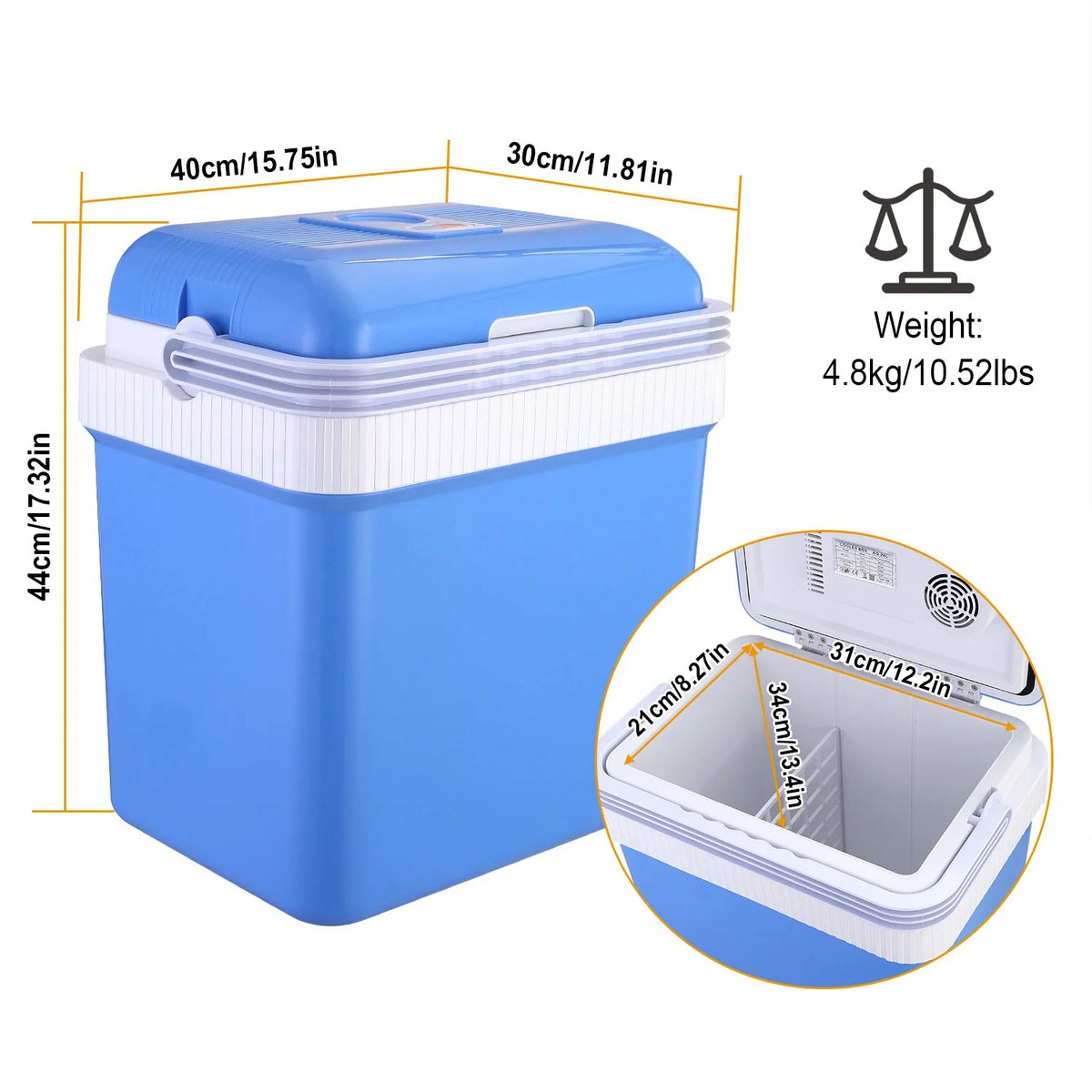Moclever Portable Car Refrigerator with Removable Divider, 10.52 lb