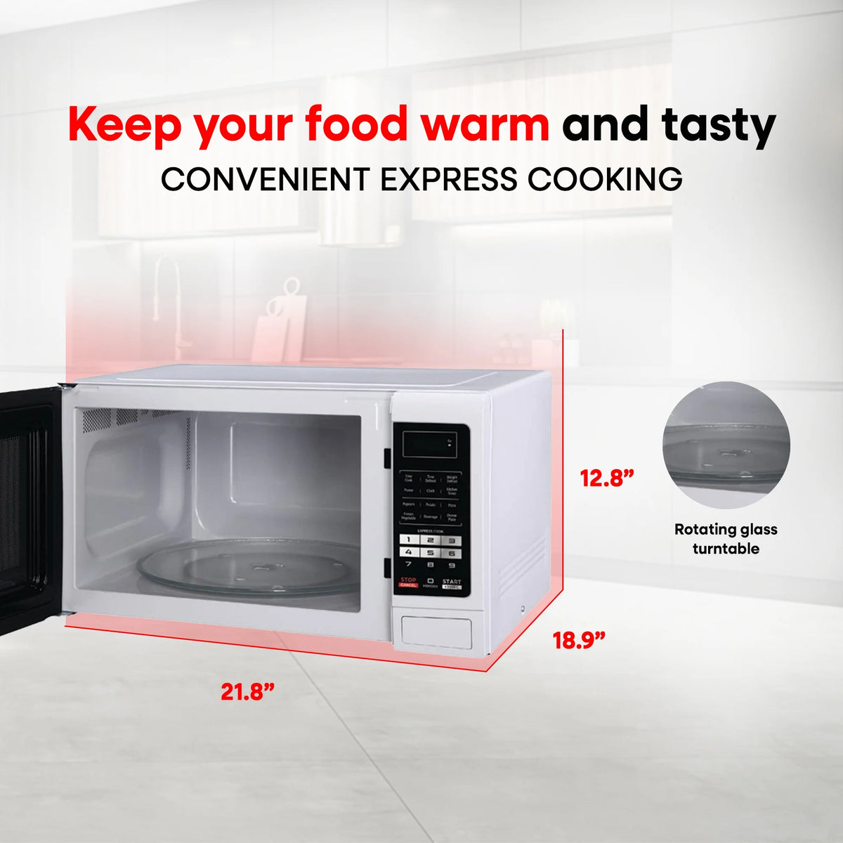 Magic Chef 1.6 Cu. ft. 1100W Countertop Microwave Oven with Push-Button Door in Black, New
