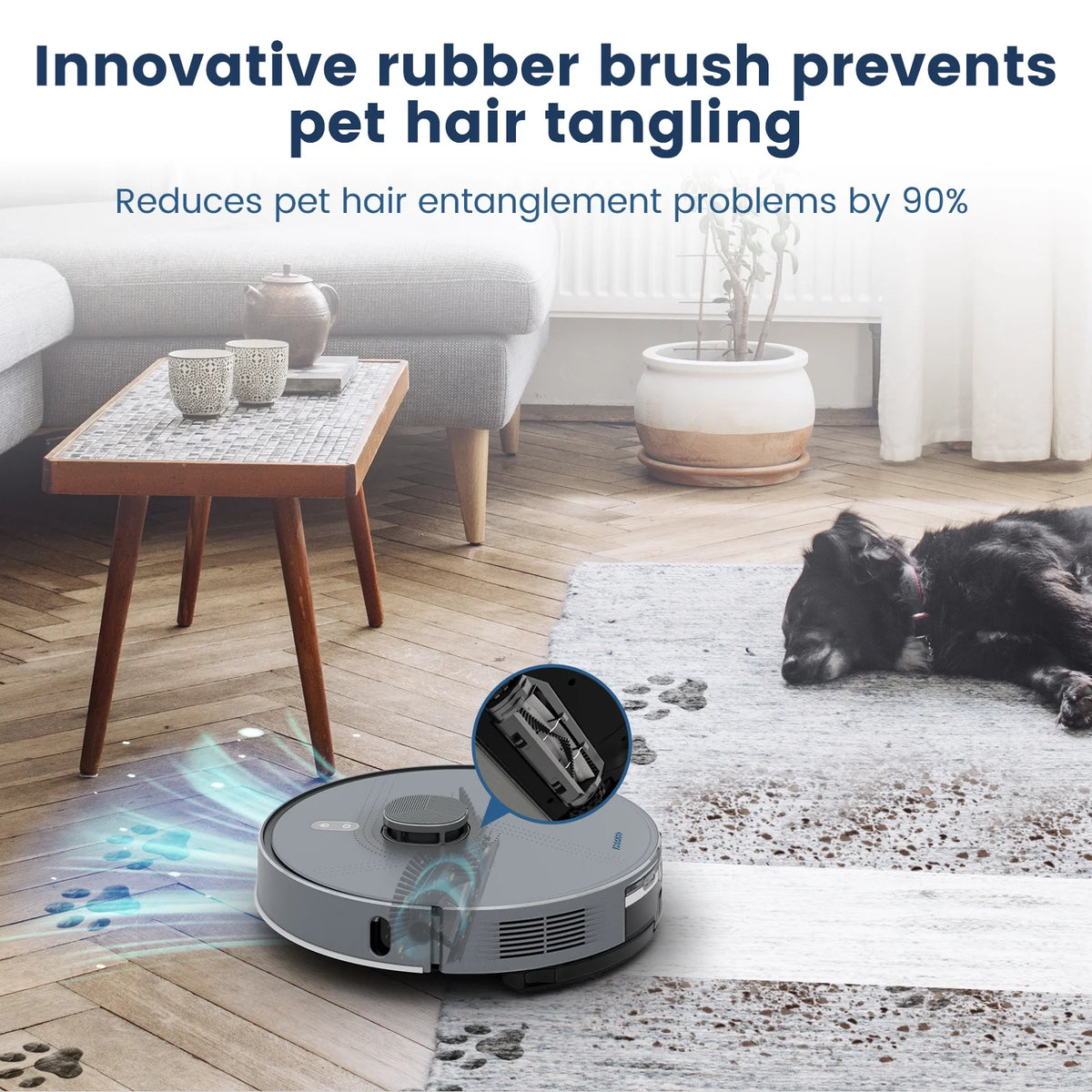 AIRROBO L50+ Robot Vacuum and Mop Cleaners Self-Empty with Ultrasonic Carpet Detection,5500Pa Suction, 75 Days Hands-Free, 180min Long Runtime with Smart Control