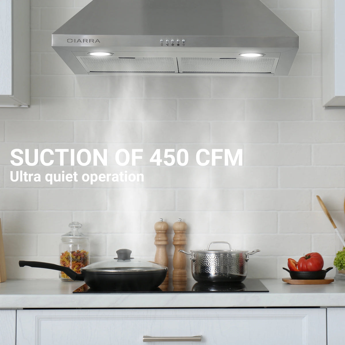 CIARRA Black Range Hood 30 inch Wall Mount Vent Hood Ductless Ducted Convertible CAB206P75