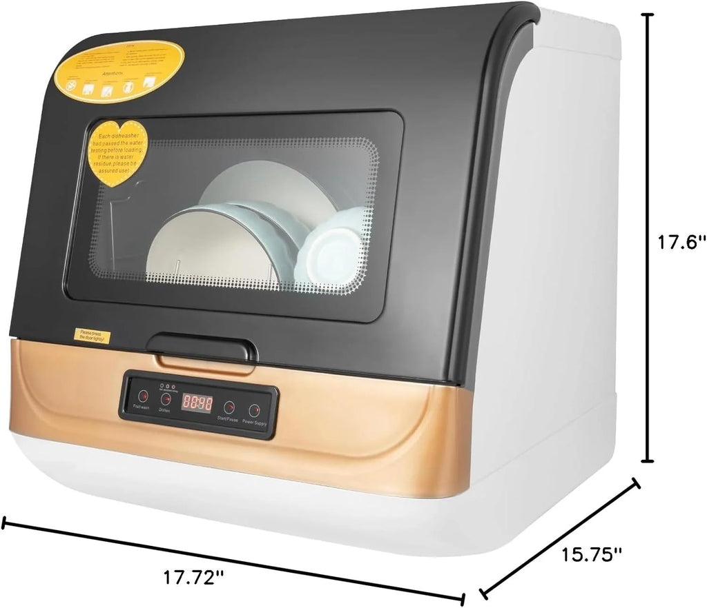 Portable Countertop Dishwasher, Mini Dishwasher, 3 Washing Programs Deep Cleaning With Air Drying, 800W Automatic Dishwashing Machine,Compact Countertop Dish Washer Dishes washing Cleaner Machine