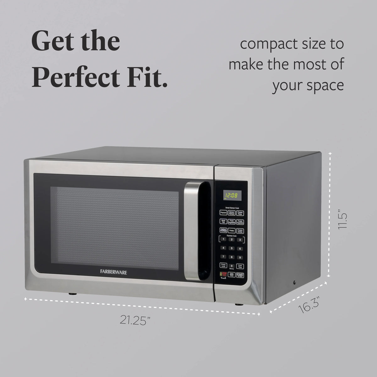 Farberware FMGZ09BKA 0.9 Cu. Ft. Microwave Oven, 900W, Digital Control, LED Display, 6 Cooking Presets, Black