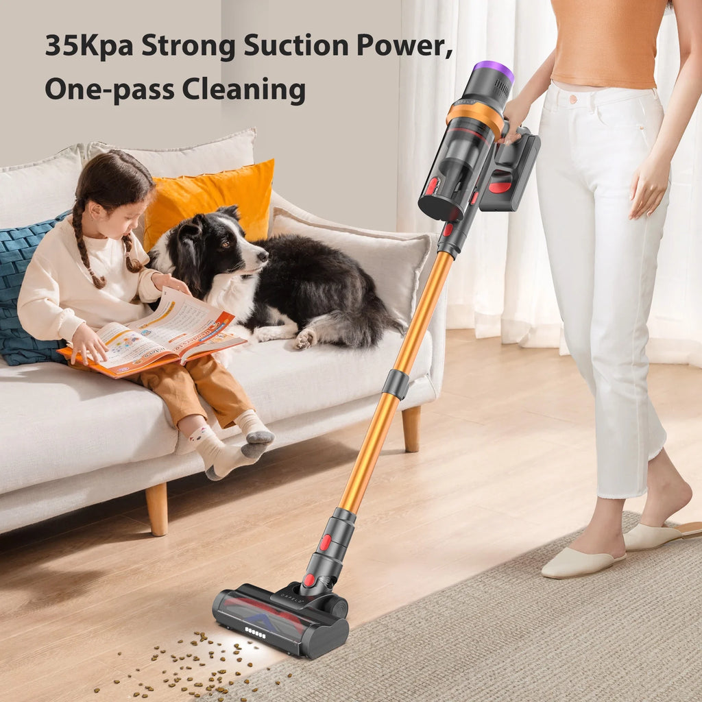 ORFELD Cordless Vacuum Cleaner with 2600mAh Detachable Battery, 45Kpa Powerful Stick Vacuum for Hard Floor Carpet Pet Gold, SV30