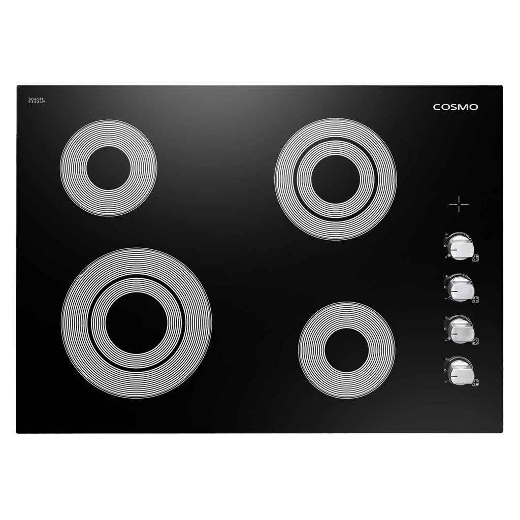 Cosmo 4 Piece Kitchen Appliance Package 30" Electric Cooktop 24" Single Electric Wall Oven 24" Built-In Microwave Drawer & French Door Refrigerator Kitchen Appliance Bundles
