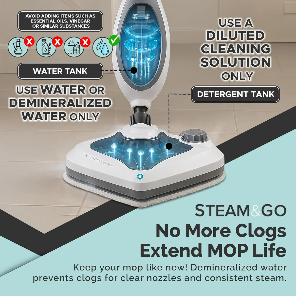 Steam & Go 10-in-1 Steam Cleaner with Detachable Base Steamer Mop Floor Cleaner