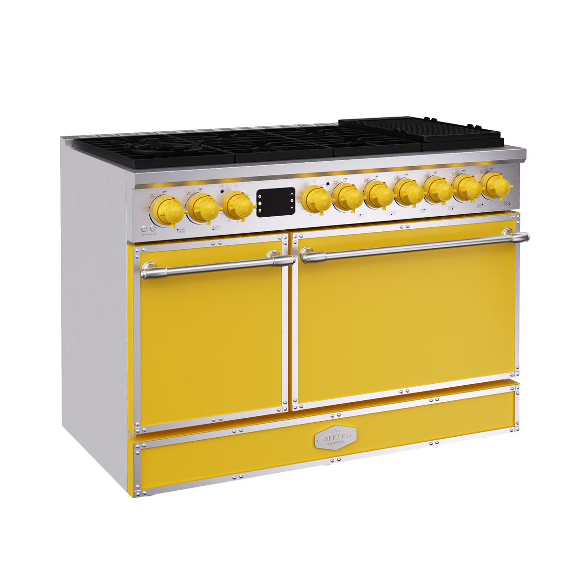 Akicon 48 Inch Freestanding Gas Range with 8 Sealed Burners Cooktop, 6.7 Cu.Ft. Dual Zone Capacity, Natural Gas/LP Convertible-BSGBGGA1