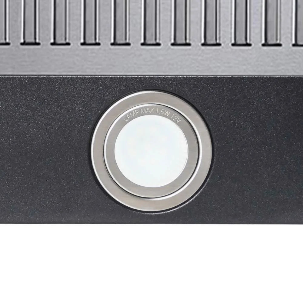 30 inch Wall Mount Range Hood Stainless Steel 350 Cfm Cooking Stove Vented LED Lamp 3 Speed Black