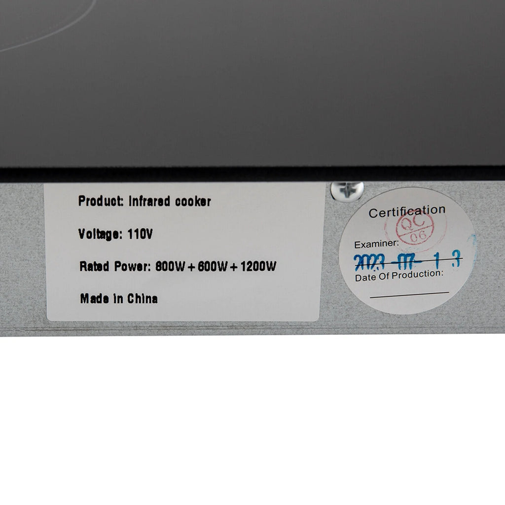 24" 3-Burner Built-in Electric Cooktop Ceramic Stove Top Touch Timing 110V 2600W