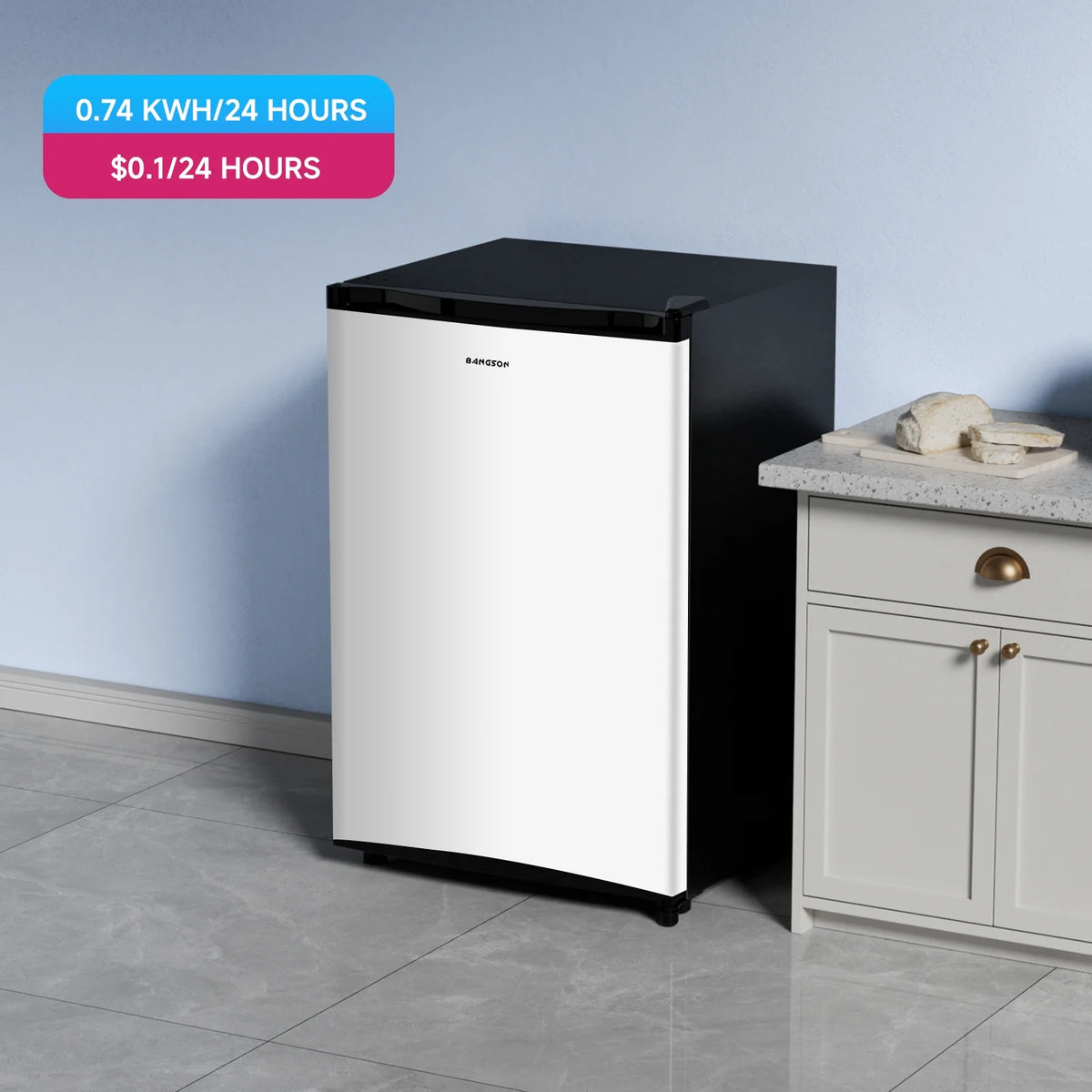 BANGSON 3.0 Cu.ft Compact Upright Freezer, Energy-Saving Mini Freezer with Adjustable Thermostat,Black