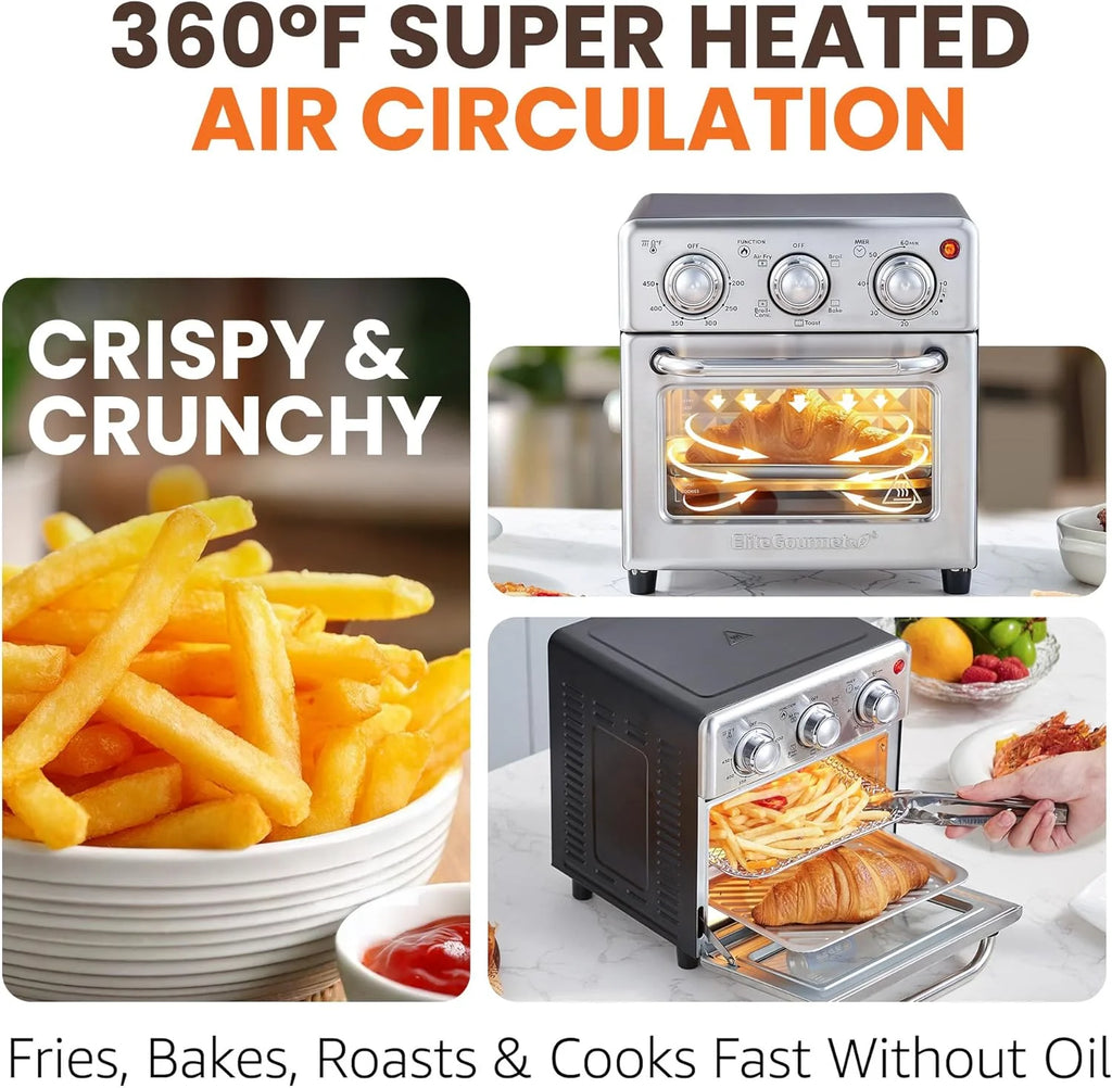 EAF0852SS 8.5Qt. Capacity Air Fryer Oven, Air Fry, Broil, Toast, Bake & Broil with Convection, Time and Temperature Controls, 800-, Includes 25 Delicious Recipes, Stainless Steel