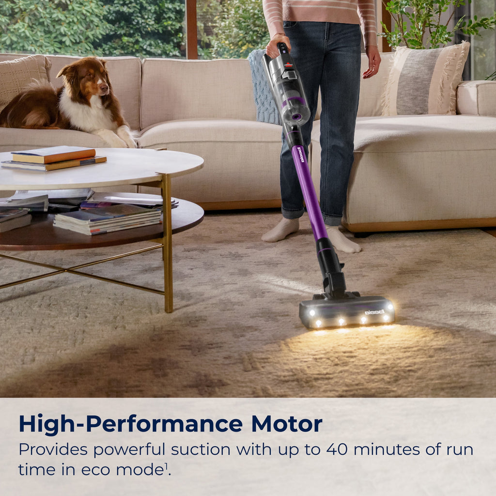 BISSELL PowerClean FurFinder 200W Self-Standing Cordless Stick Vacuum, Carpet, Area Rugs, Hard Floor, Upholstery, Strong Suction, Removeable Battery, LED Headlights, Up to 40 minute run time, 4031