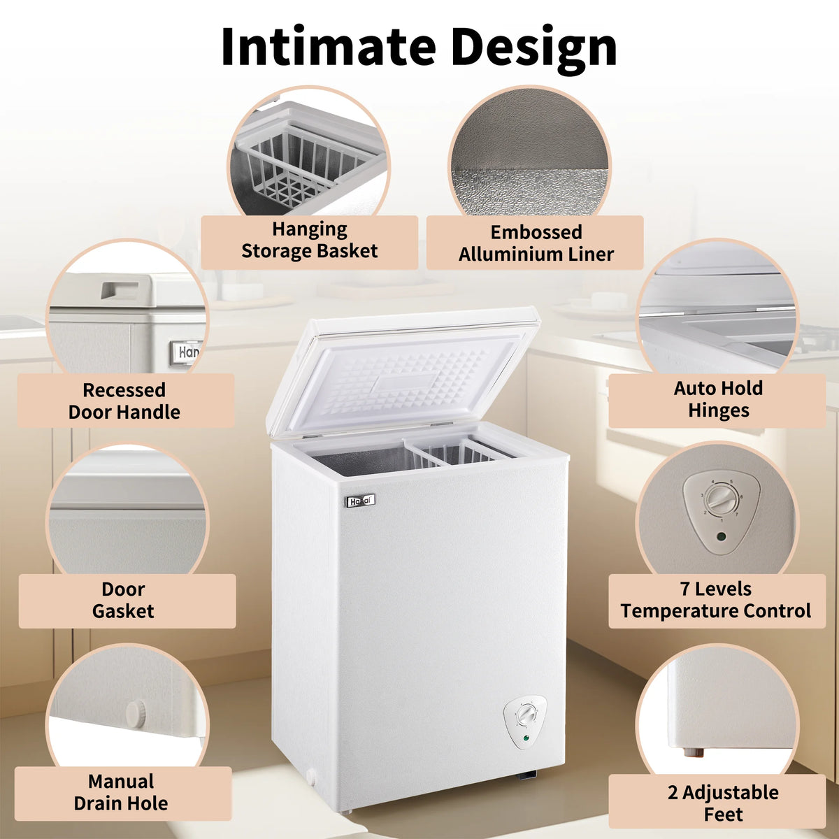 WANAI Chest Freezer 3.5 Cu.ft, Deep Freezer with Top Open Door ,White