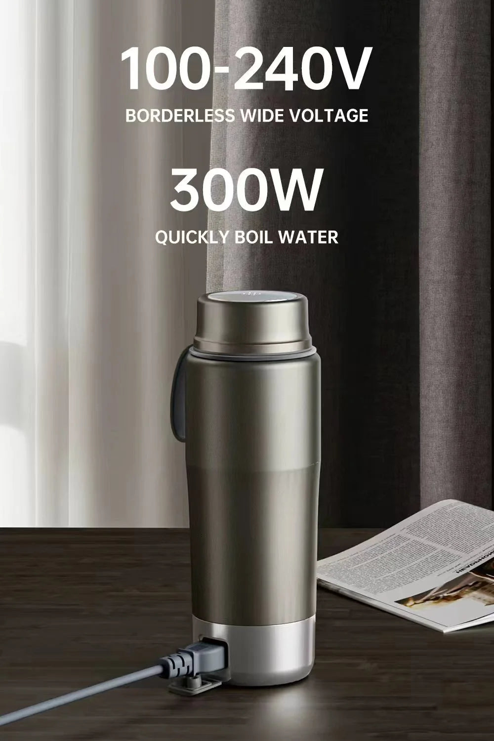 520ml Pure Titanium Portable Electric Kettle �C Travel Kettle Dual Voltage 100V-240V with Temperature Control, Lightweight, Leak-Proof, Fast Boil Mini Kettle for Travel, Office, Hotel, Camping