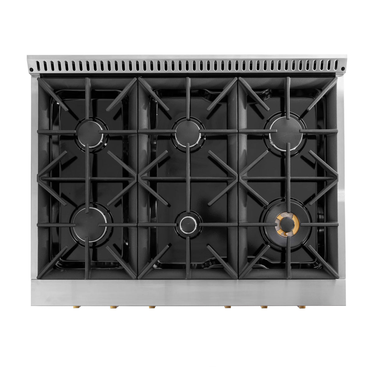 36 in. 5.2 cu. ft. Dual Fuel Range for Propane Gas in Titanium Stainless.