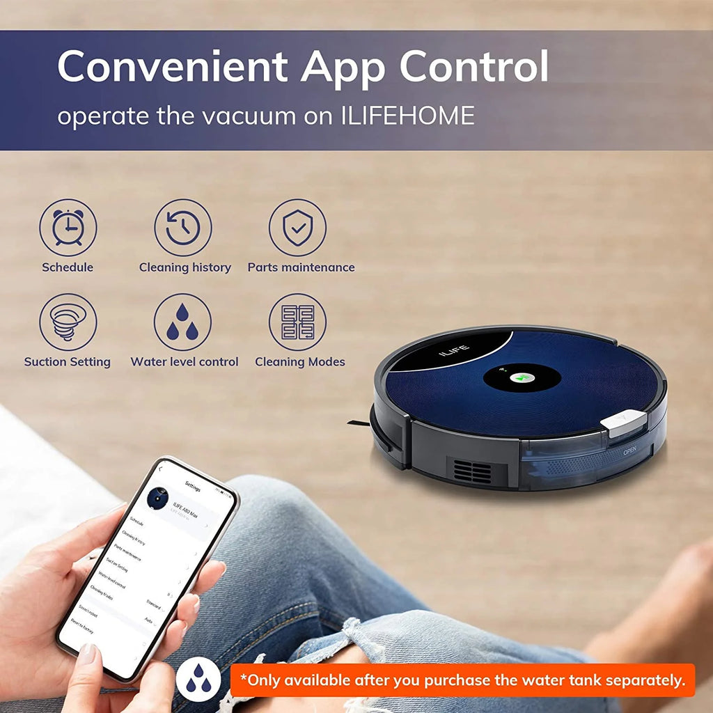 ILIFE A80 Max-W Robot Vacuum Cleaner, 2000Pa, Wi-Fi, 2-in-1 Roller Brush, Route Planning, Hard Floors and Medium Carpets