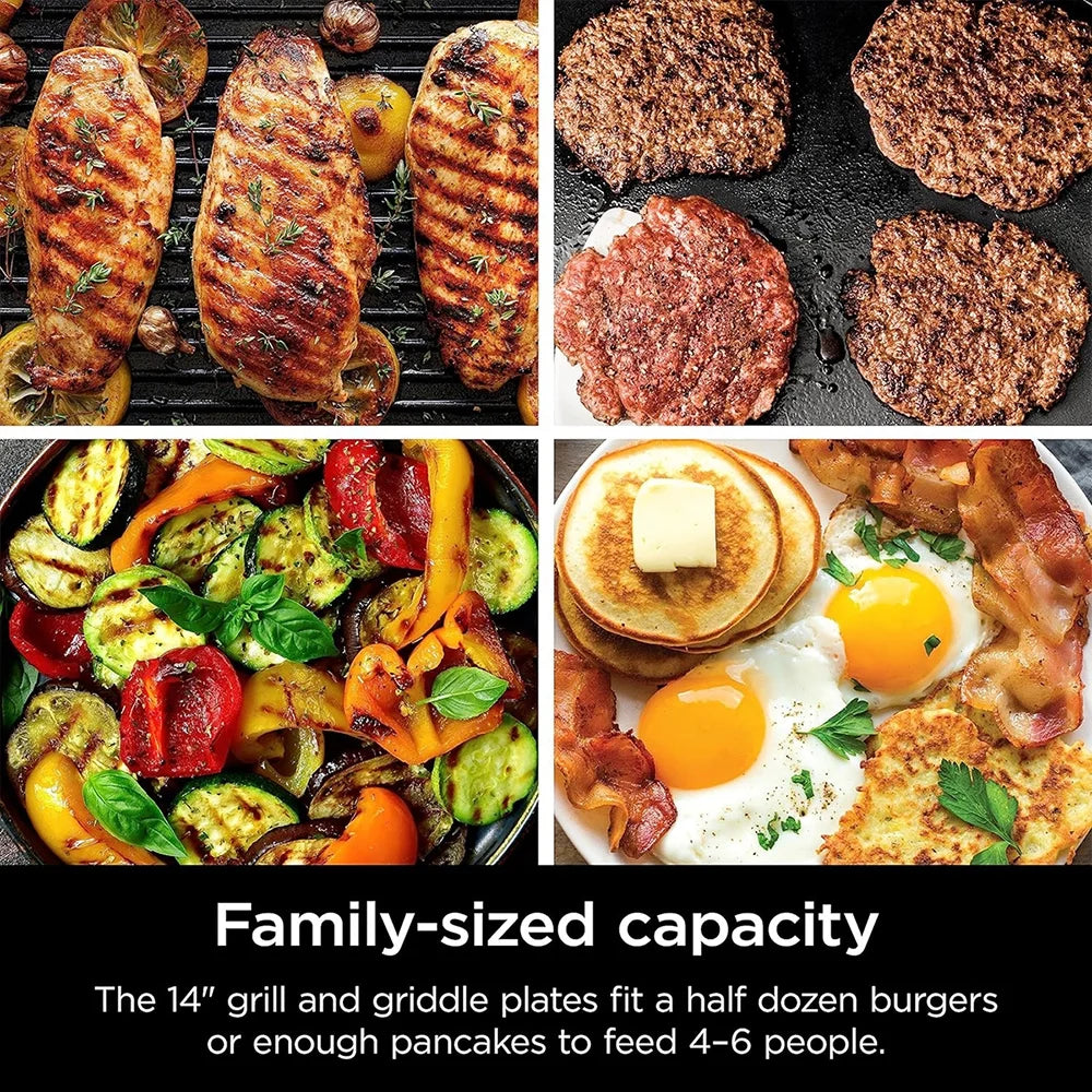 Restored Ninja GR100 Sizzle Smokeless Indoor GrillBundle with 2 Year Enhanced Protection Pack (Refurbished)