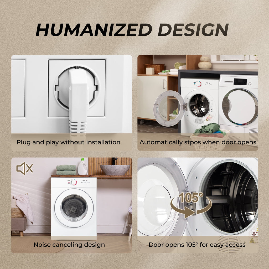 EUHOMY 1.8 Cu. ft. Compact Electric Dryer with LCD Touch Panel for Home, Apartment, Dorm