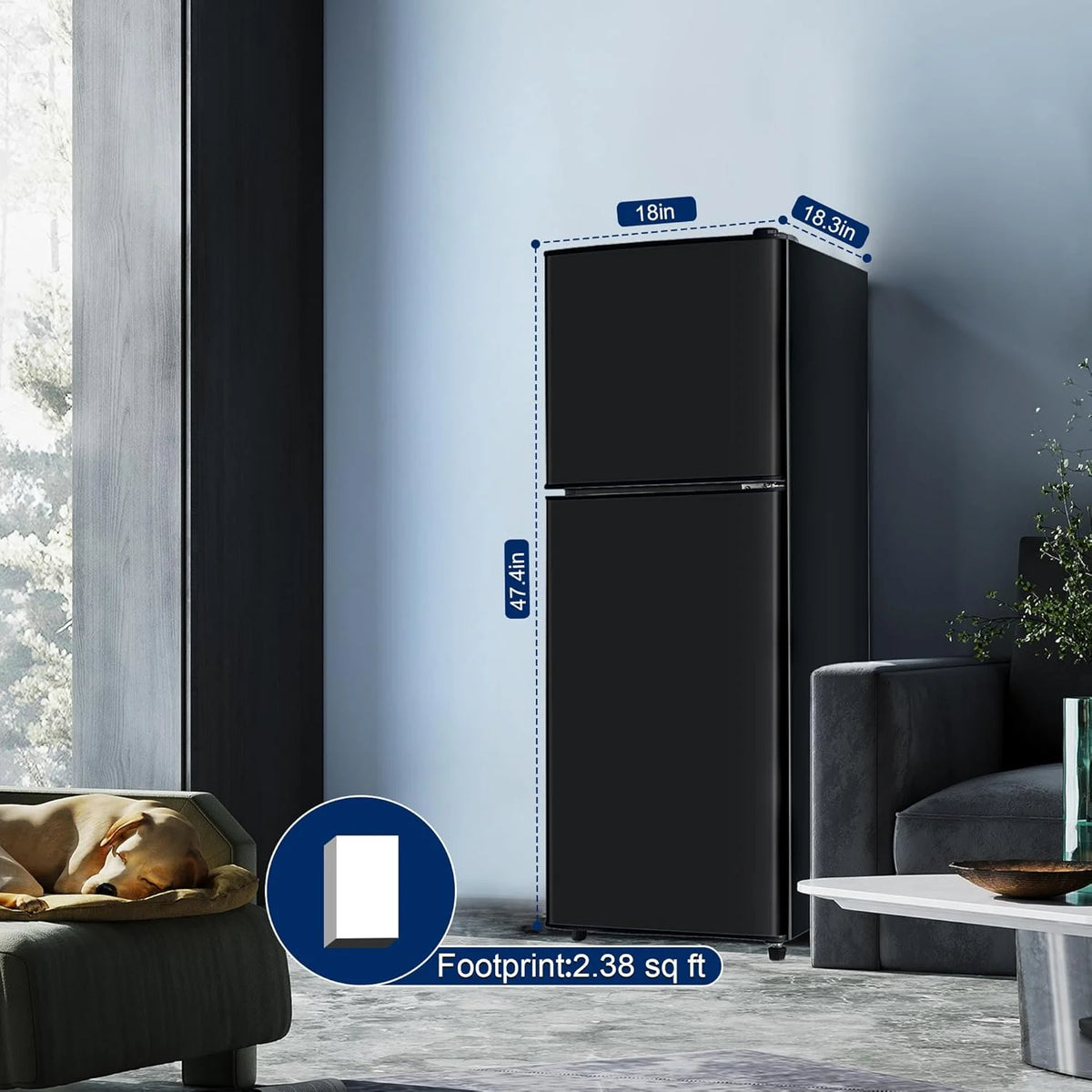Kcpolre 4.8 Cu.ft Refrigerator with Freezer, 2-Door RV Fridge with Adjustable Thermostat, Compact Refrigerator with Freezer for Home, Kichen, Apartment, Office, Silver