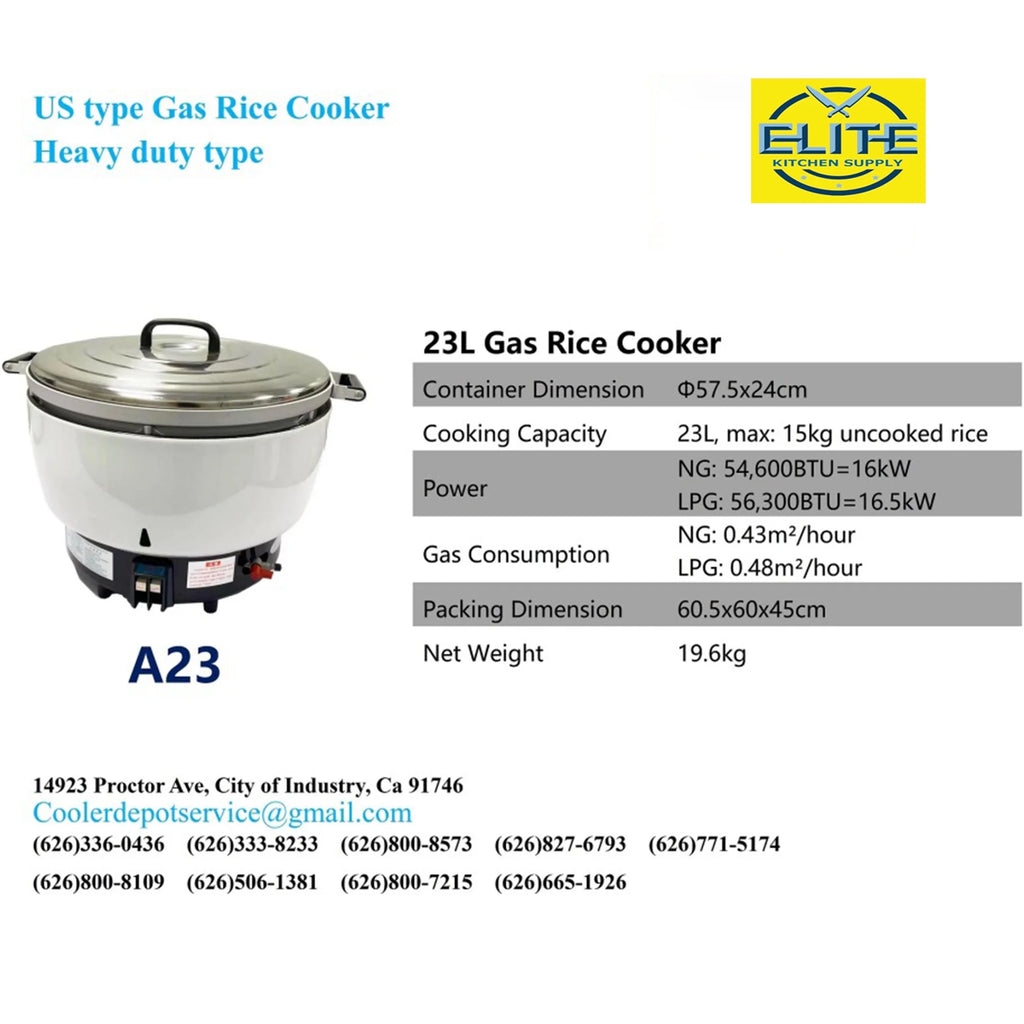 80 Cup Commercial Rice Cooker Natural Gas or Propane, 563000 BTU