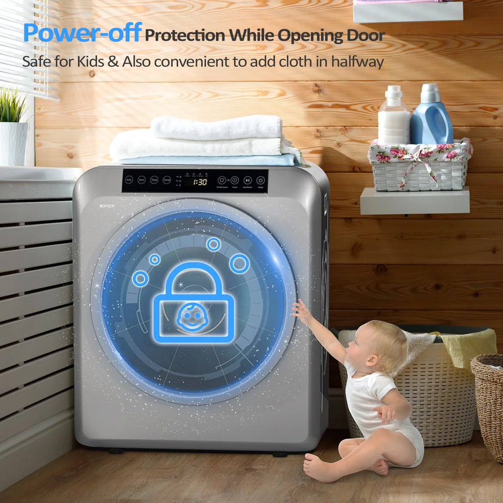 VINGLI Portable Clothes Dryer 3.5 Cu.Ft 1300W White Electric Tumble Dryer