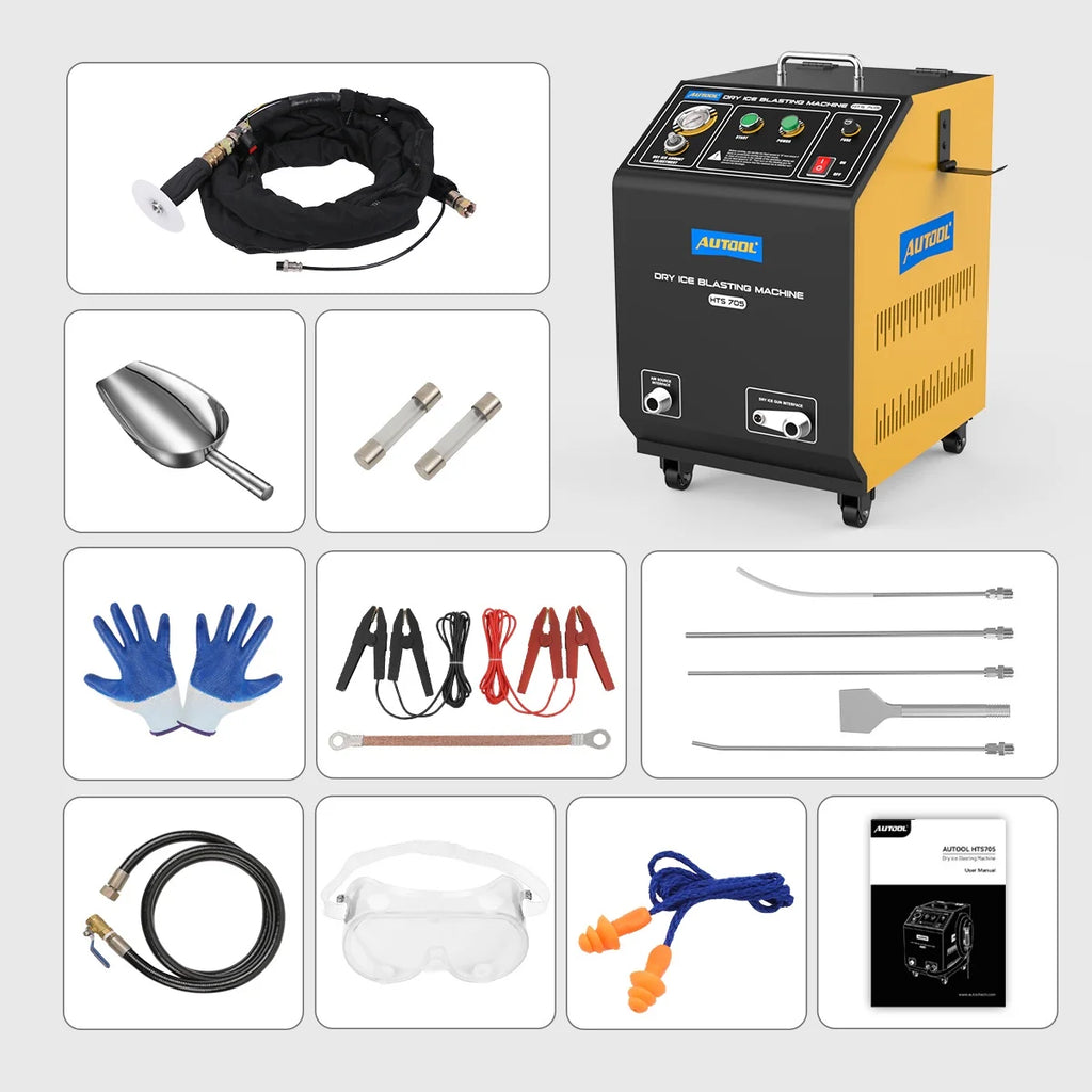AUTOOL Automotive Dry Ice Cleaning Machine Car Engine Throttle Carbon Deposit Cleaner Exhaust Pipe Pressure Washer 110V/220V Dry Ice Blasting Clean Machine for All Cars, HTS705