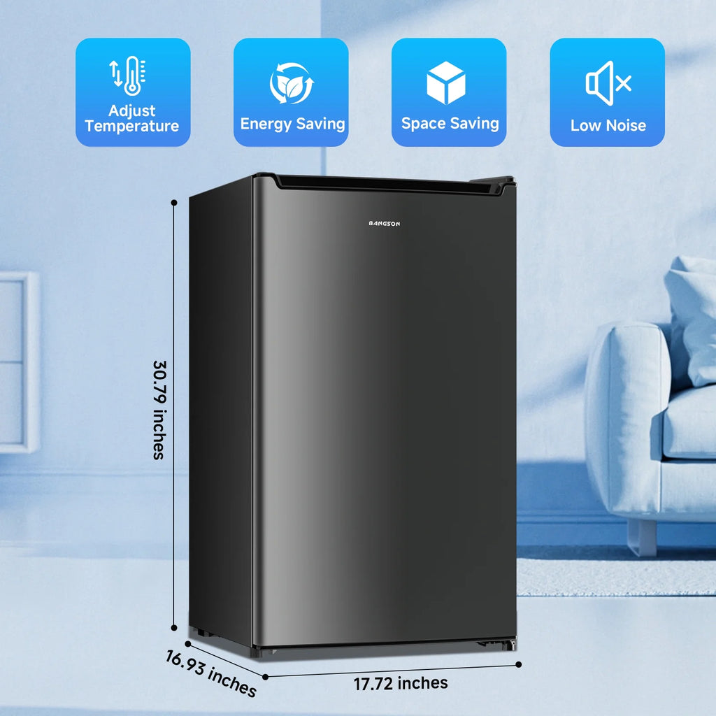 Bangson 2.1 Cu.Ft Upright Freezer, Compact Mini Freezer with Reversible Black Door, Black