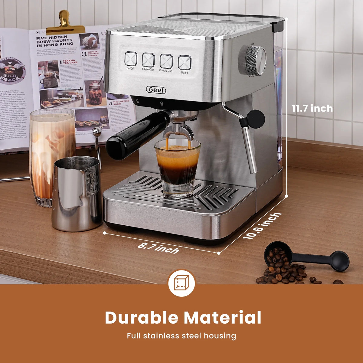 Gevi 20 Bar Espresso Machine, Coffee Maker with Milk Frother��White