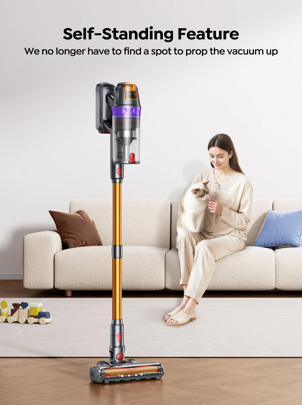 Buture VC90 Cordless Stick Vacuum Cleaner with Mattress Mite Removal Brush, 55KPA Strong Suction for Carpet Hardwood Floor
