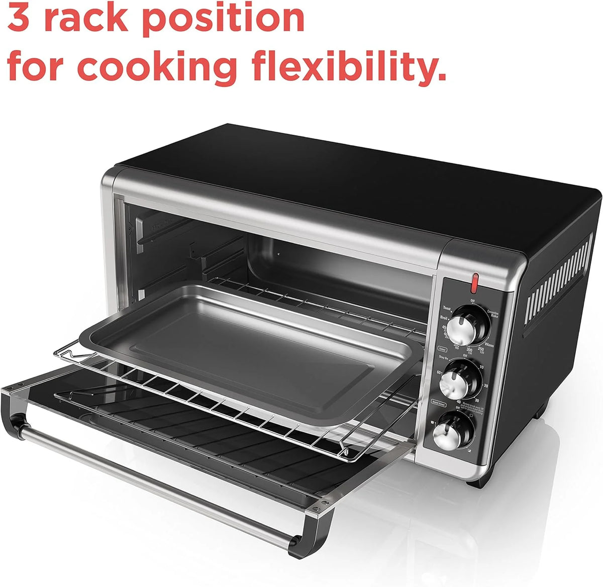 8-Slice Extra Wide Convection Toaster Oven, Fits 9"x13" Oven Pans and 12" Pizza, Bake, Toast, Broil, and Keep Warm Functions, Countertop Compact Design with Stainless Steel Finish