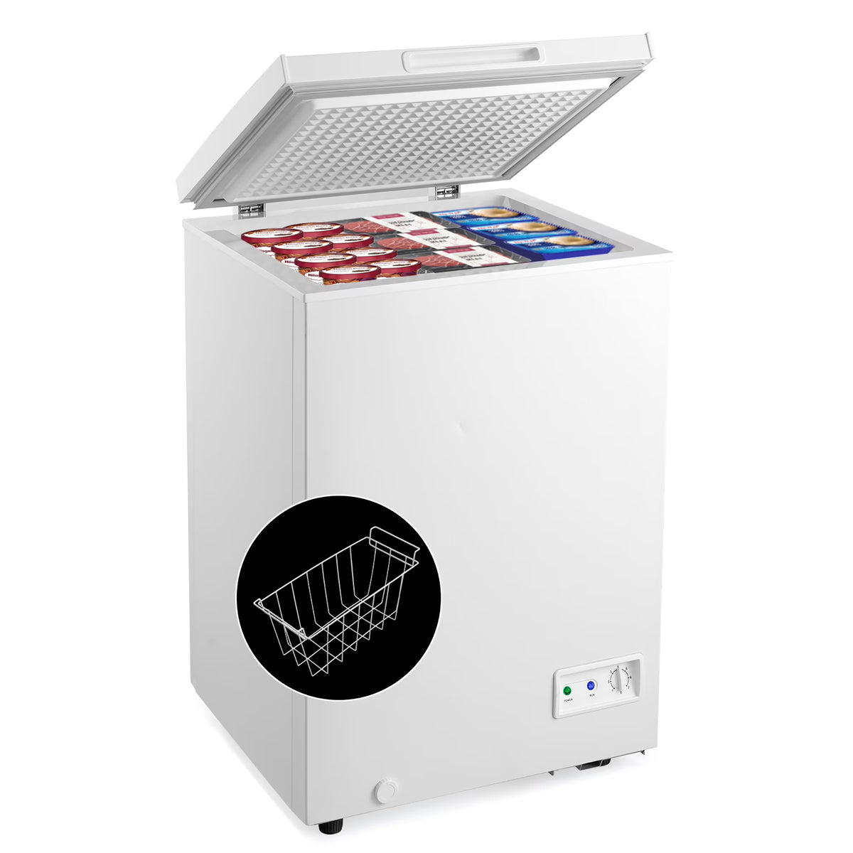 Costway 3.5 Cubic Feet Removable Storage Basket Chest Freezer