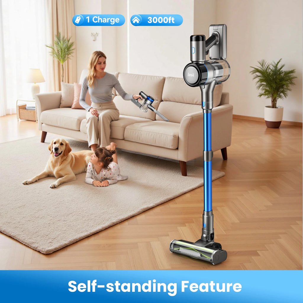 INSE Cordless Stick Vacuum Cleaner for Pet Hair Hard Floors Carpet, New S9X, 55 Mins Runtimes & 45 Kpa Powerful Suction