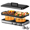Sunmaki Portable Double Induction Cooktop with Removable Griddle Pan Non-stick, 1800W 2 burner Induction Hot Plate With Sensor Touch 9 Power Levels, 99 Min Timer,Great for Family Party
