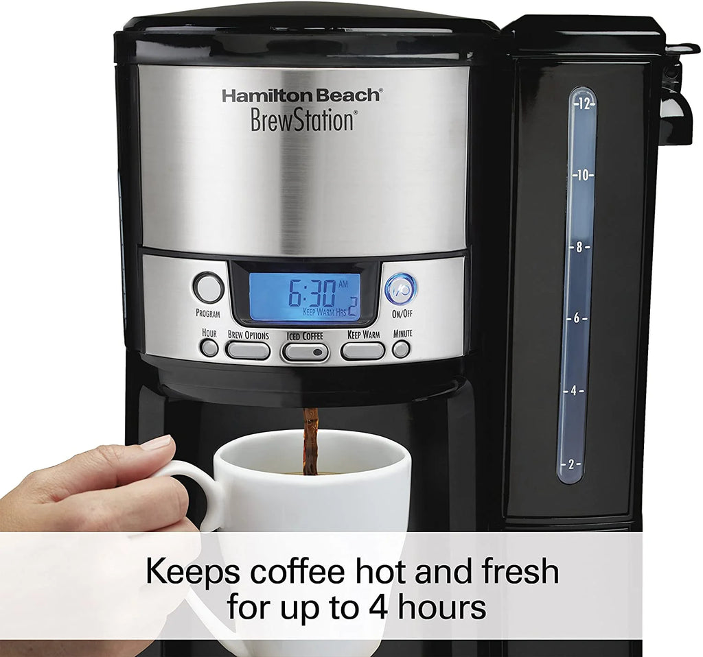 Hamilton Beach 12-Cup Coffee Maker, Programmable BrewStation Dispensing Coffee Machine, Black - Removable Reservoir (47900)