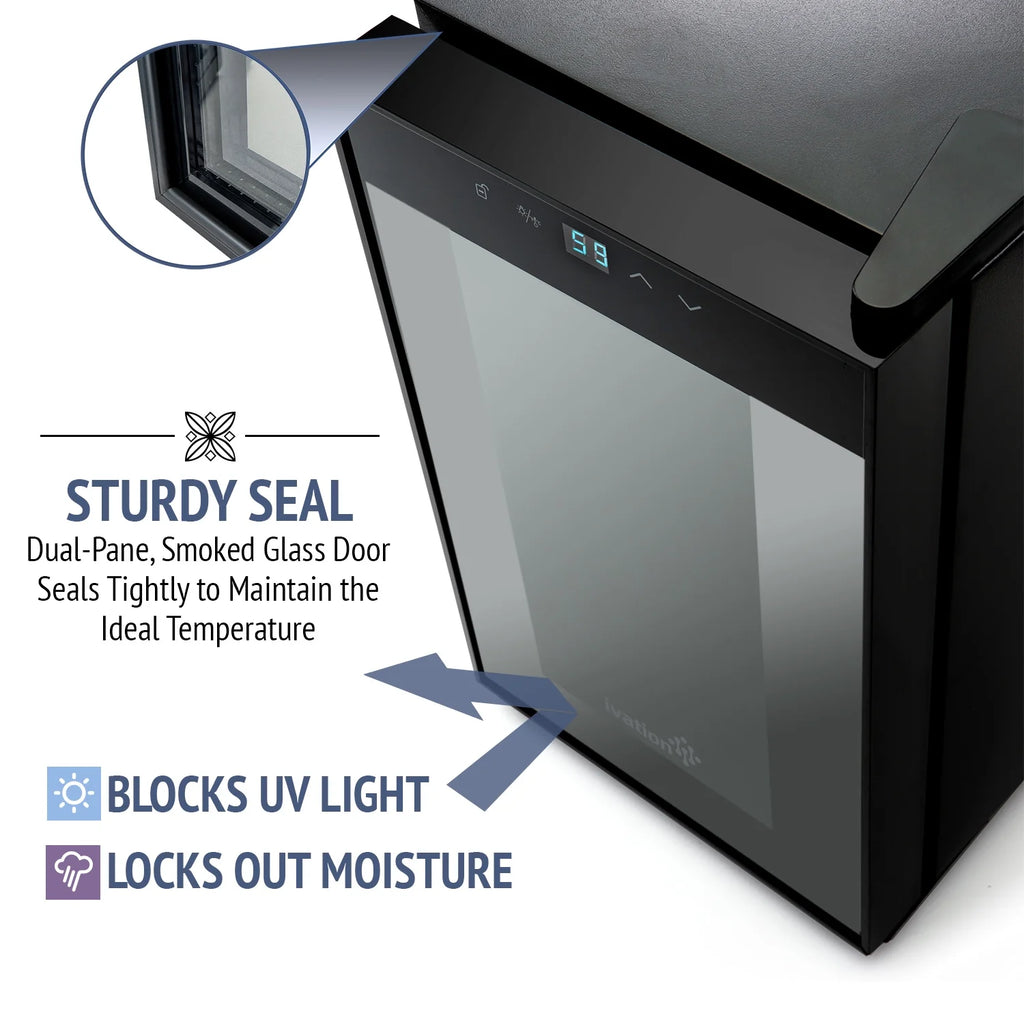 Ivation 12 Bottle Single Door Thermoelectric Freestanding Wine Cooler/Fridge