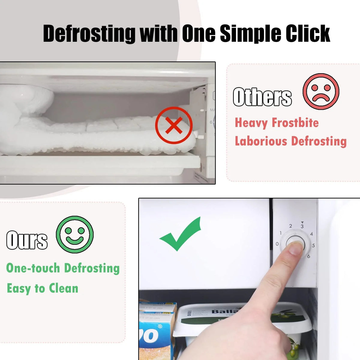 Frestec 1.6 Cu.Ft Mini Fridge with Freezer, Compact Refrigerator, Energy Efficient for Office, Apartment, Dorm, Bedroom