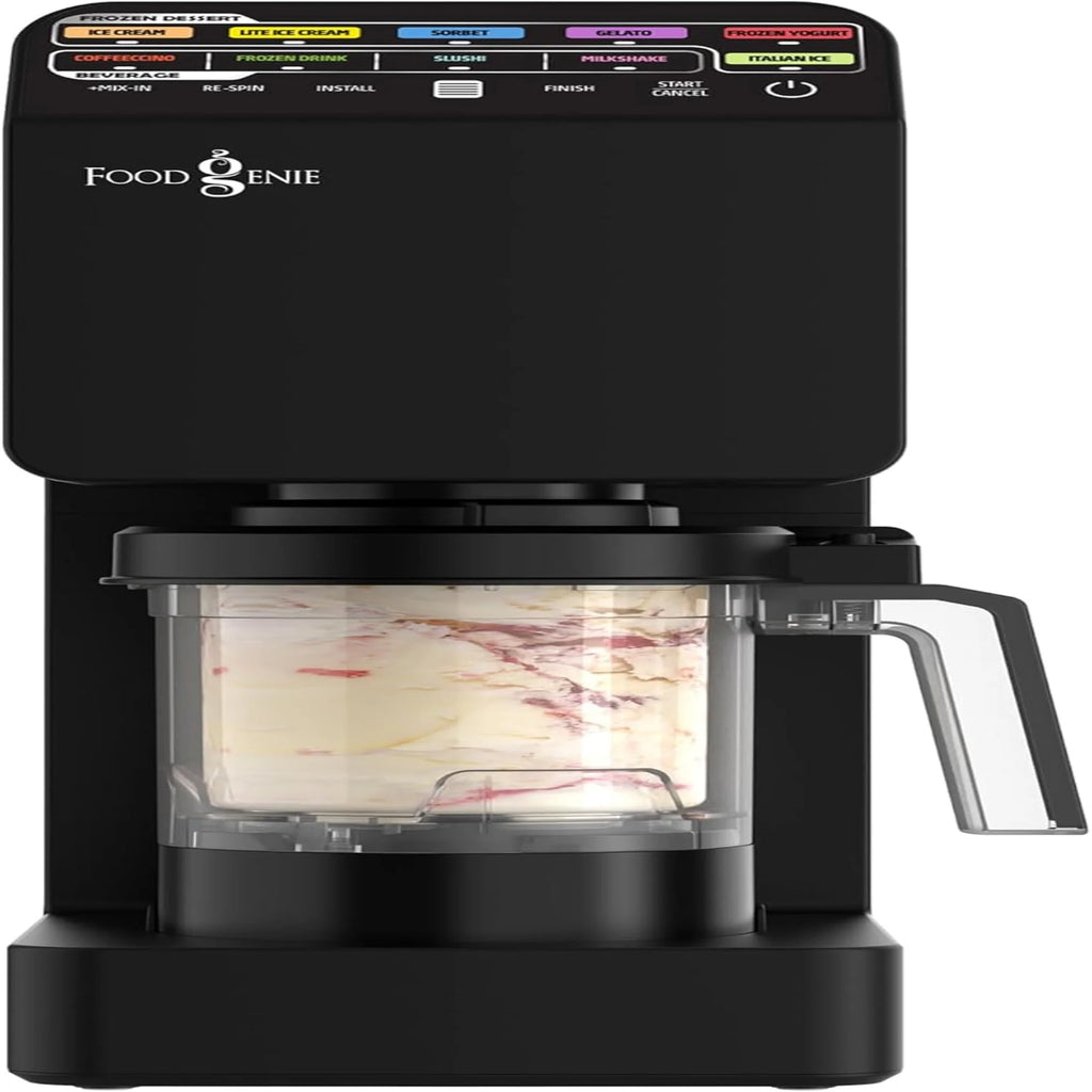 Food Genie: Dessert Station - Black - 11-In-1 Ice Cream & Frozen Treat Maker, (3) 16oz Tubs, Create Sorbet-Milkshakes-Drinks & More, Dual-Drive Motors