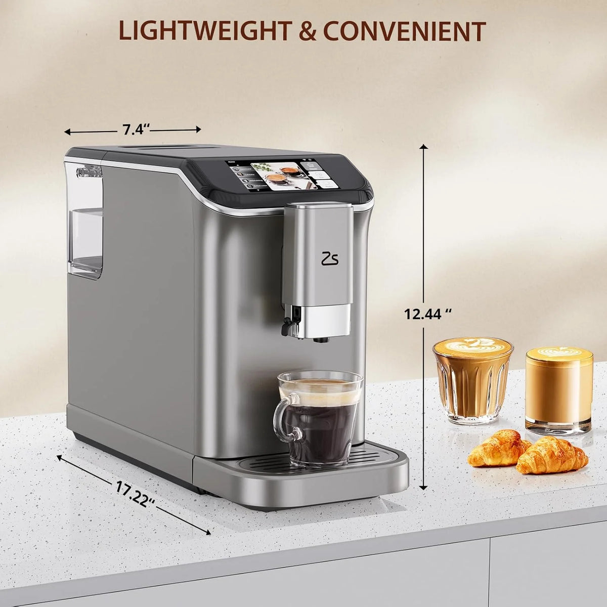 Fully Automatic Espresso Machine, 7 Coffee Varieties, 20-Bar Coffee Espresso Machine with Automatic Milk Frother, 7 Coffee Varieties, Intuitive Touch Display, 1.5-L Water Tank