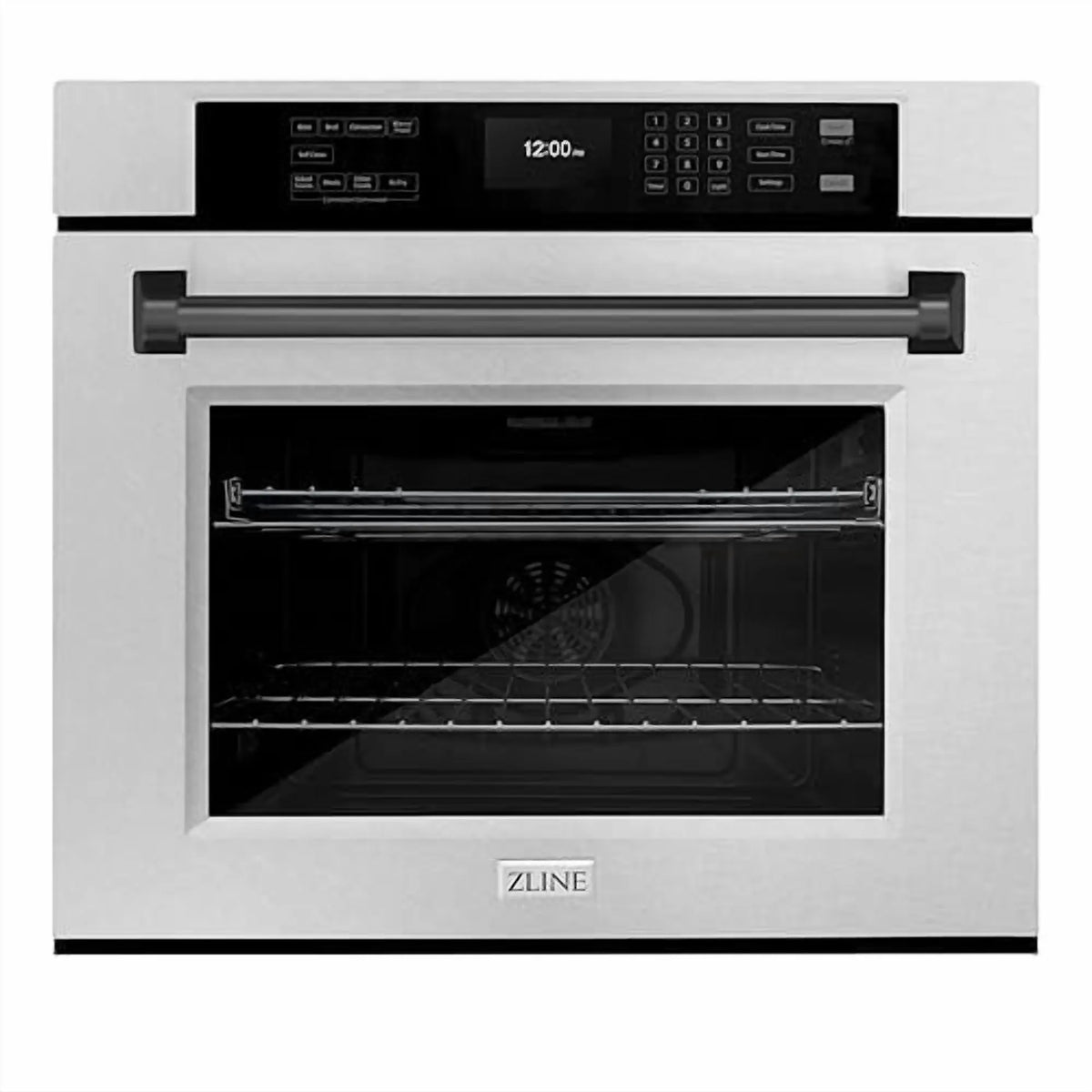 ZLINE 30 in. Autograph Edition Professional Convection Single Wall Oven with Air Fry and Self Clean in DuraSnow Stainless Steel with Matte Black Handle (WASSZ-30-MB)