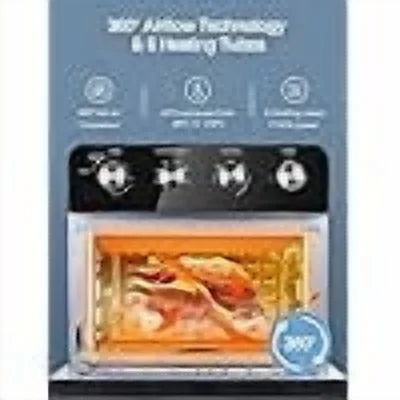 A/C 10-in-1 Air Fryer Oven, 24 Qt Convection Toaster Oven with Rotisserie & Dehydrator, 1700W Oil-Free Cooking, Includes 6 Accessories & 75 Recipes, Black