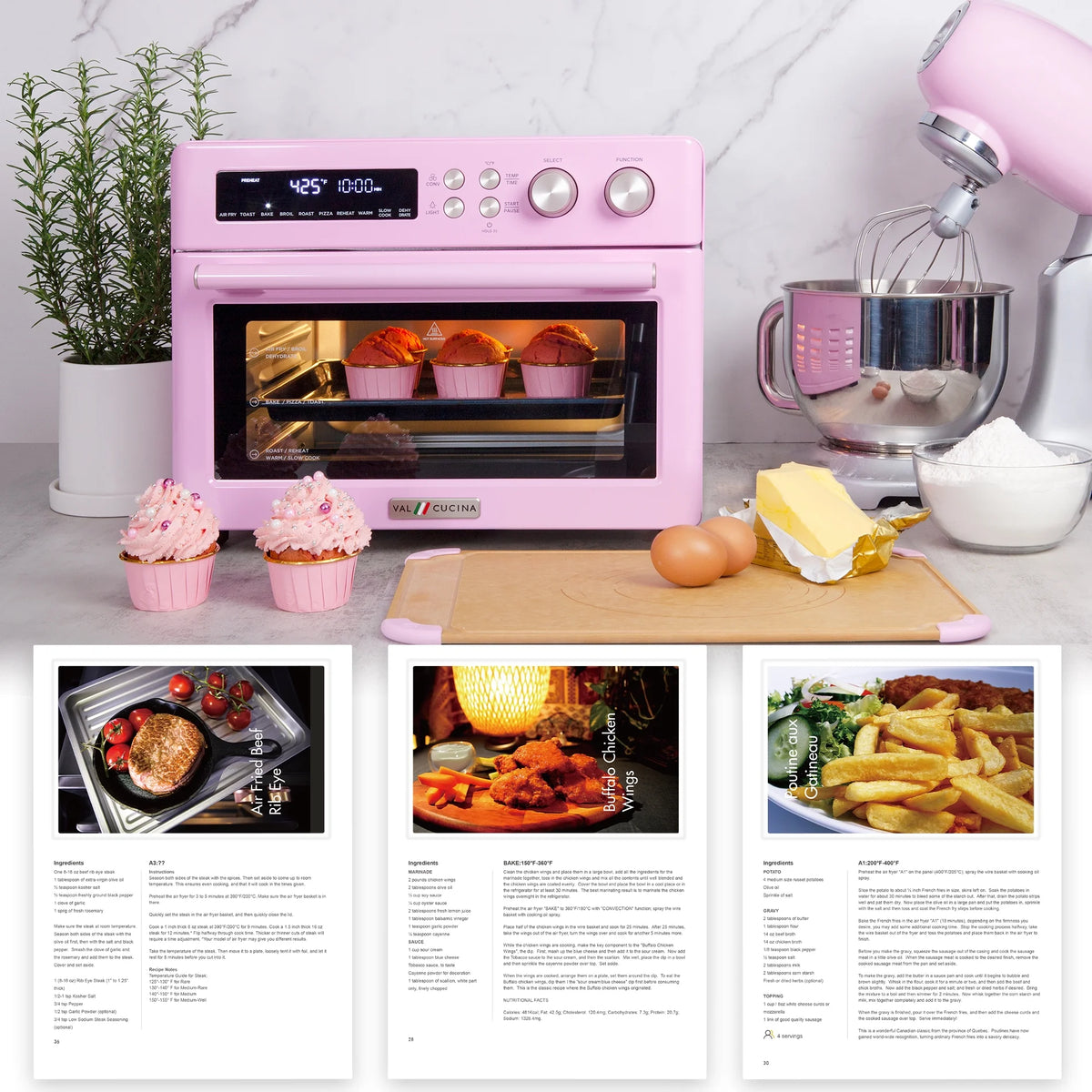 VAL CUCINA 10-IN-1 AIR FRYER TOASTER OVEN -  BRUSHED STAINLESS STEEL