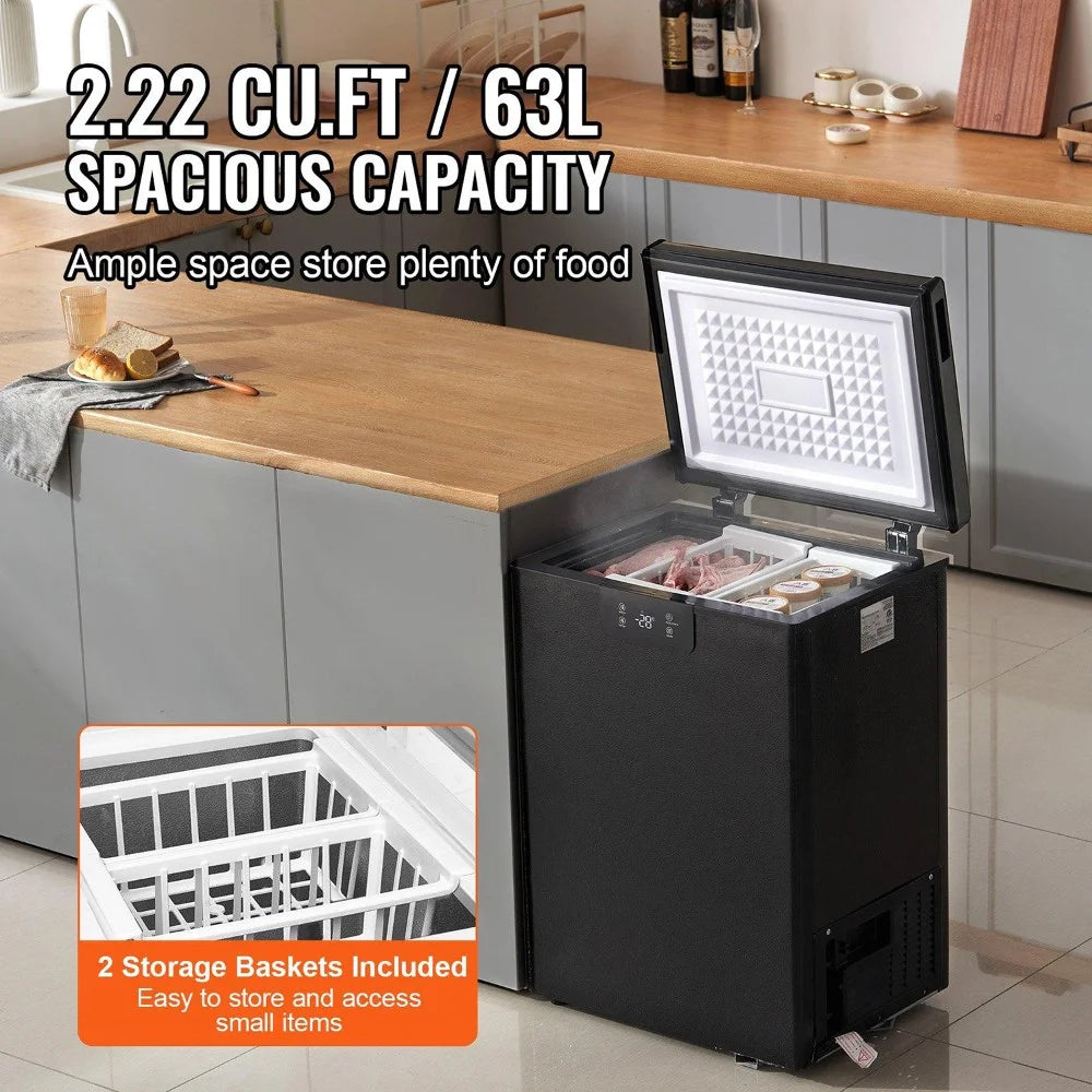 Choco Moon Large Capacity 14.5 Cu.ft Chest Freezer, 345L Storage, 4 Slide-Out Baskets, Lockable Lid, 8 Temp Control Levels, Energy-Efficient LED Lights, 6 Swivel Casters for Easy Mobility