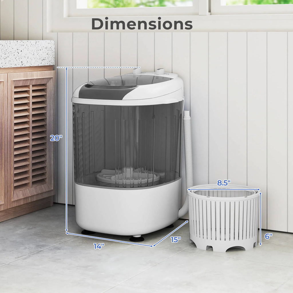 Costway Portable Washing Machine 5.5 lbs Mini Top Load Washer with Removable Spin-Dry Tub Blue