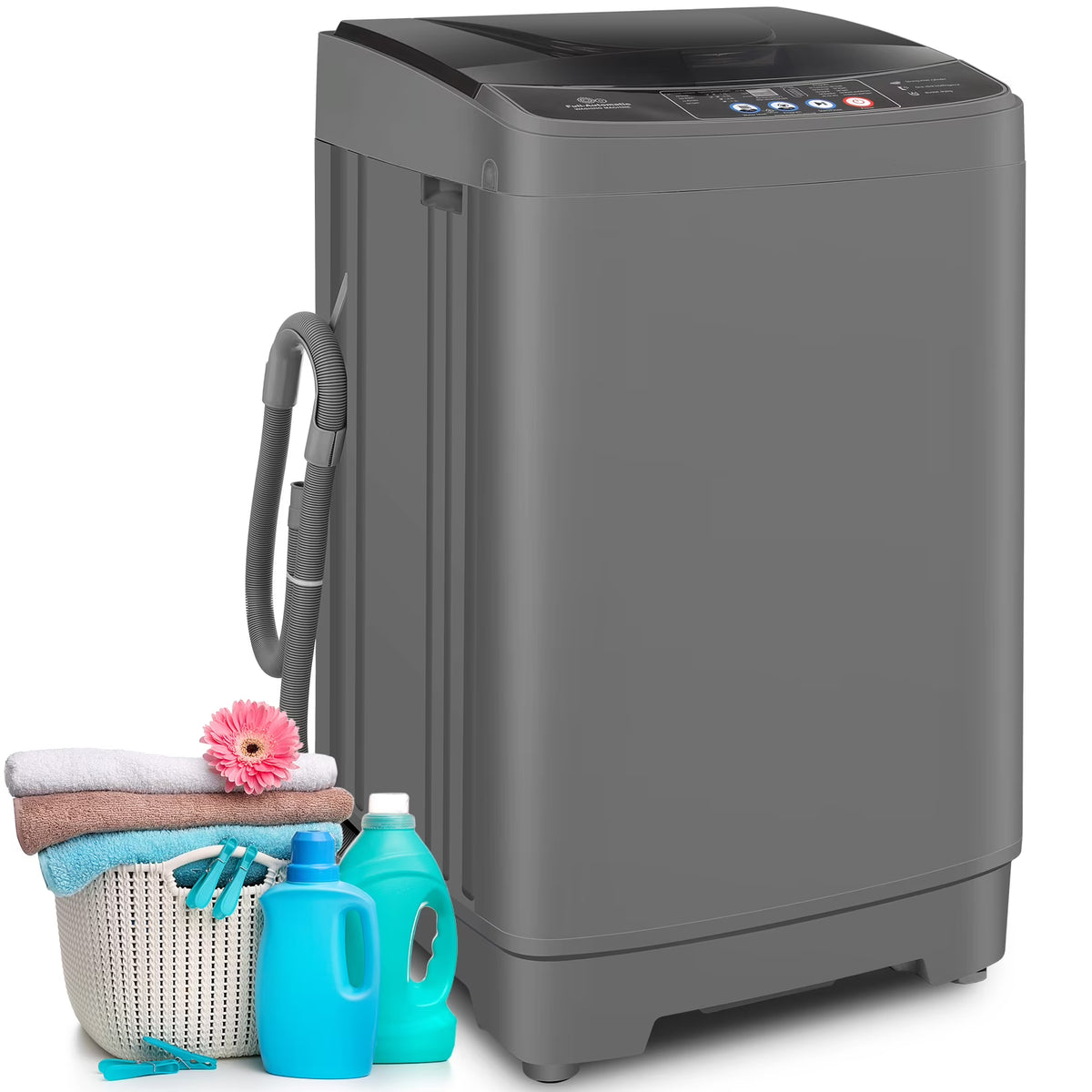 Veeboto Portable Washing Machine 15.6lbs Full-Automatic Washer, Compact Wash & Dry Combo with Drain Pump for Home, Dorms, Apart, White