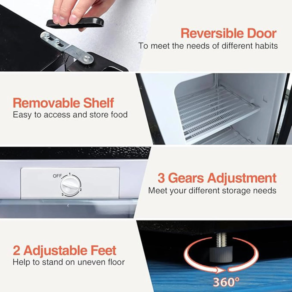 3.2 Cu.FtUpright Freezer , Single Door Mini Freezer ,Adjustable Thermostat, Compact Refrigerator for Bedroom, Dorm, Silvery