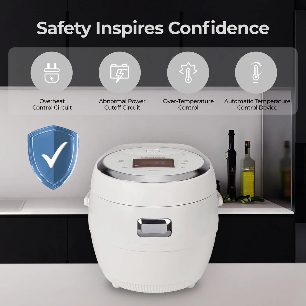 CUCKOO Rice Cooker 20 Cups Cooked Warmer with Nonstick Pot 16 Menu Modes and Micom Fuzzy Logic Tech with Auto Clean Features in White (CR-1020F)